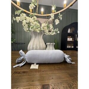 Light Blue Bolster Pillow Tie Ends Textured Accent Coastal Decor NEW